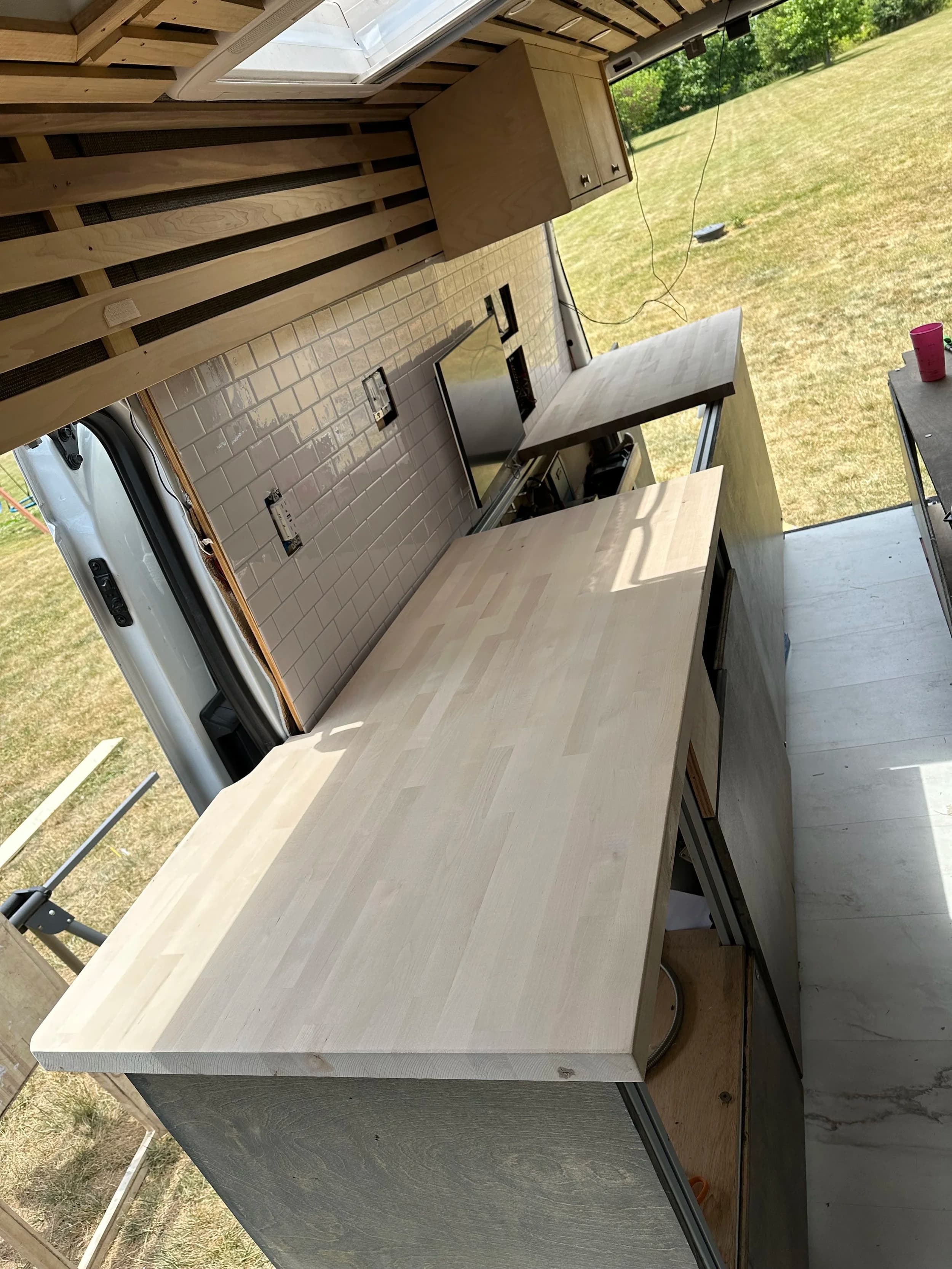 Expandable butcher block counter extension for extra workspace